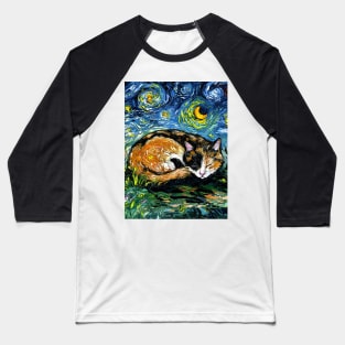 Sleepy Calico Night Baseball T-Shirt